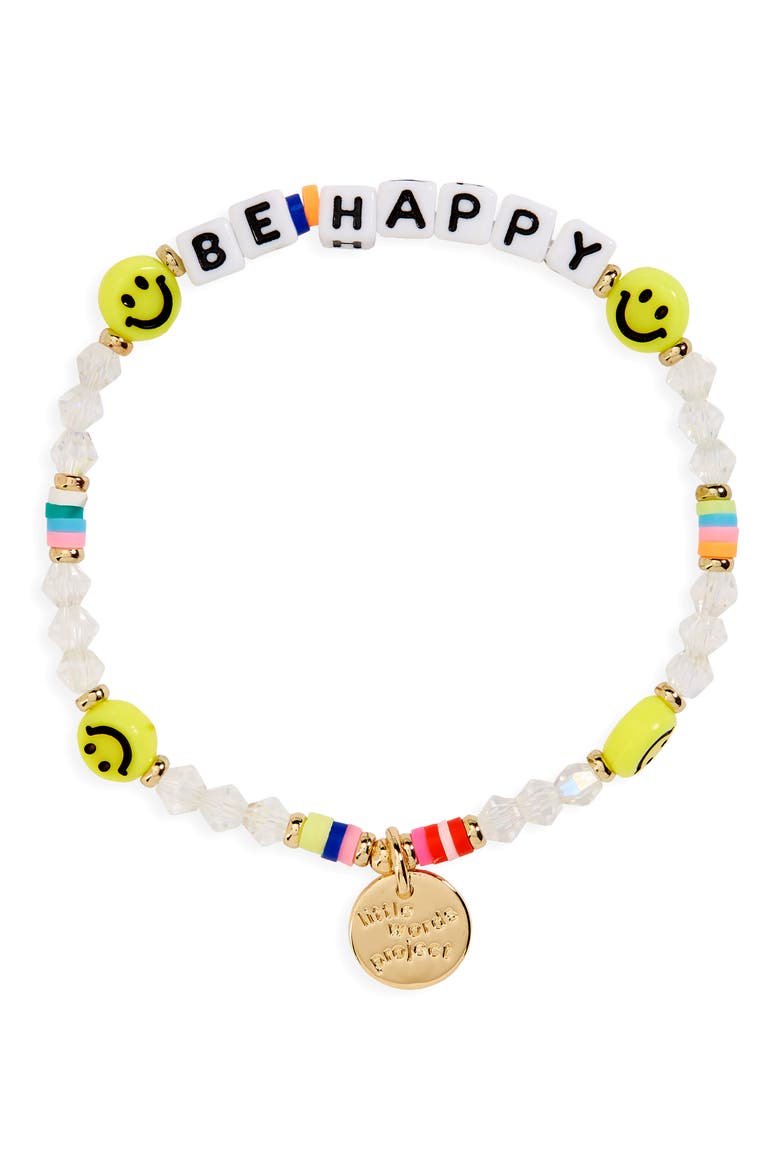 Be Happy Beaded Stretch Bracelet, Alternate, color, RAINBOW CLEAR
