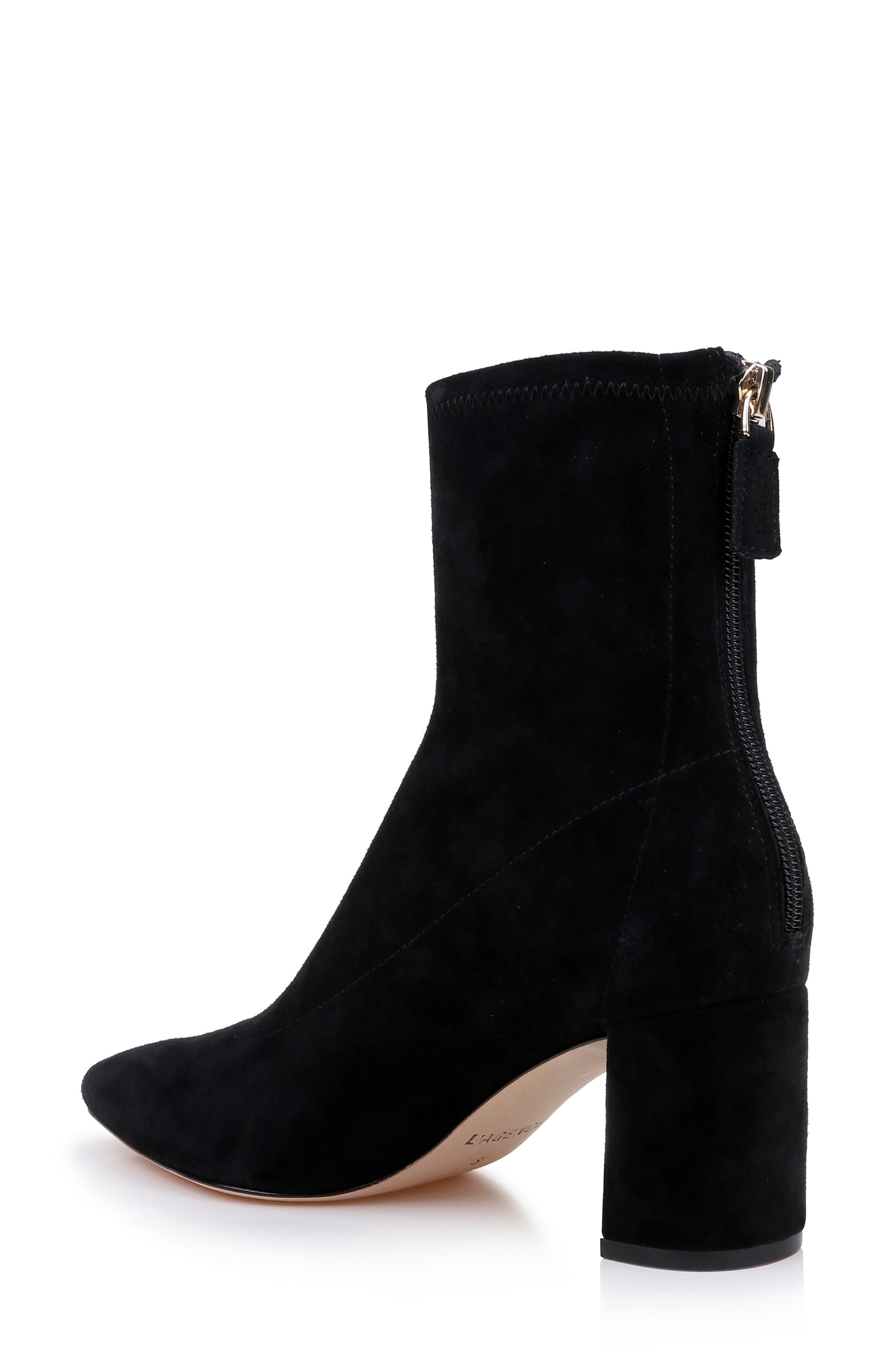 Sallie Stretch Leather Bootie, Alternate, color, BLACK SUEDE