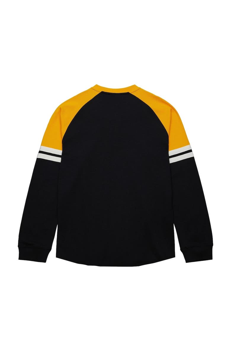 Men's Mitchell & Ness  Black Boston Bruins Thermal Henley Long Sleeve T-Shirt, Alternate, color, Black