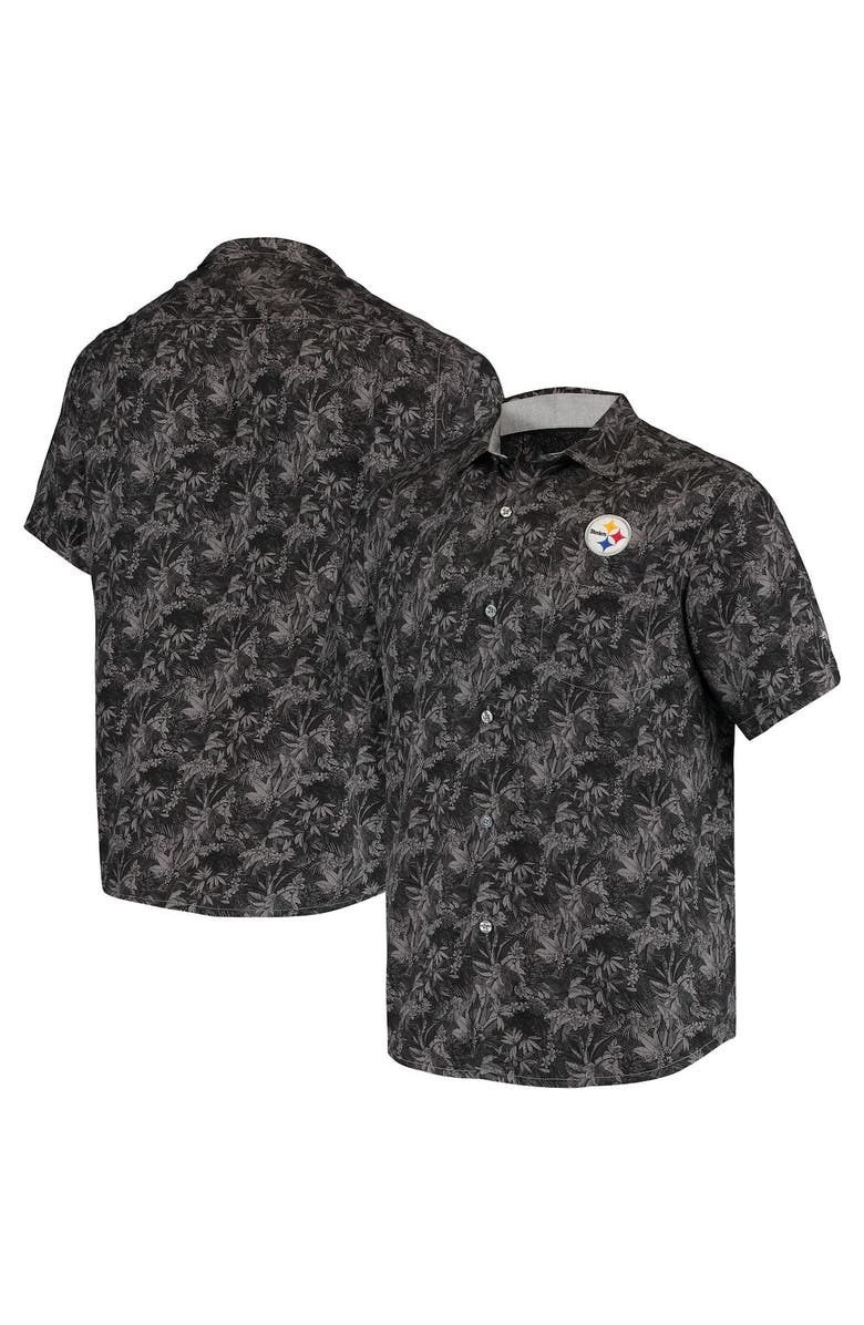 Tommy Bahama Men's Tommy Bahama Black Pittsburgh Steelers Sport Jungle Shade Camp Button-Down Shirt, Main, color,