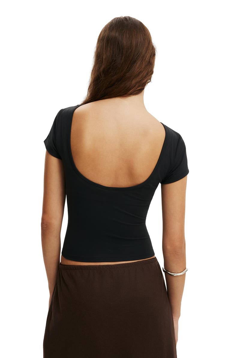 Cotton On Women's Hold Me Scoop Back Tee, Alternate, color, Black