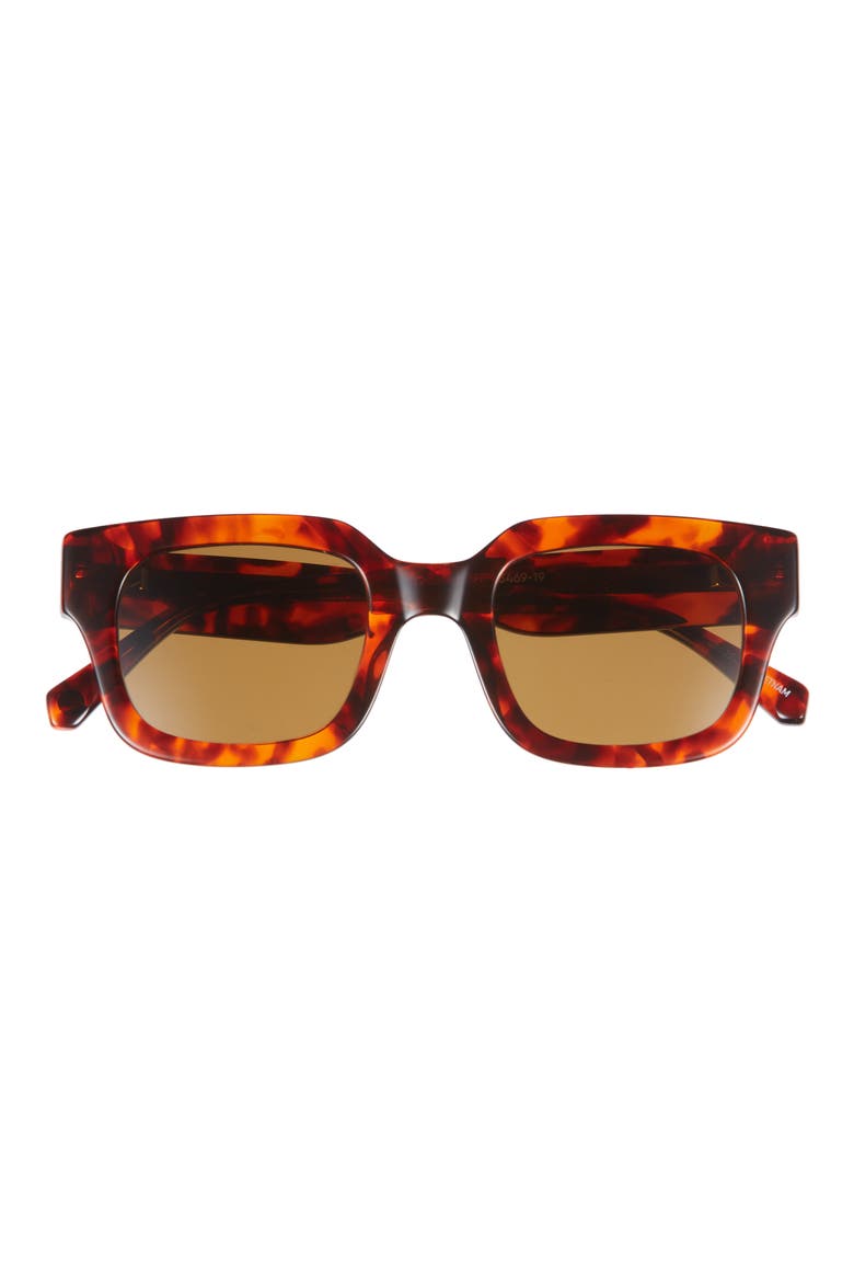 Square Off 47mm Small Polarized Sunglasses, Main, color, RED ORANGE TORTOISE/ BROWN