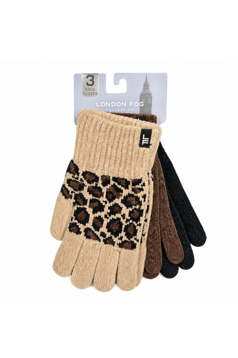 Women's 3-Pack Chenille Knit Winter Glove, Alternate, color, Leopard/Brown/Black