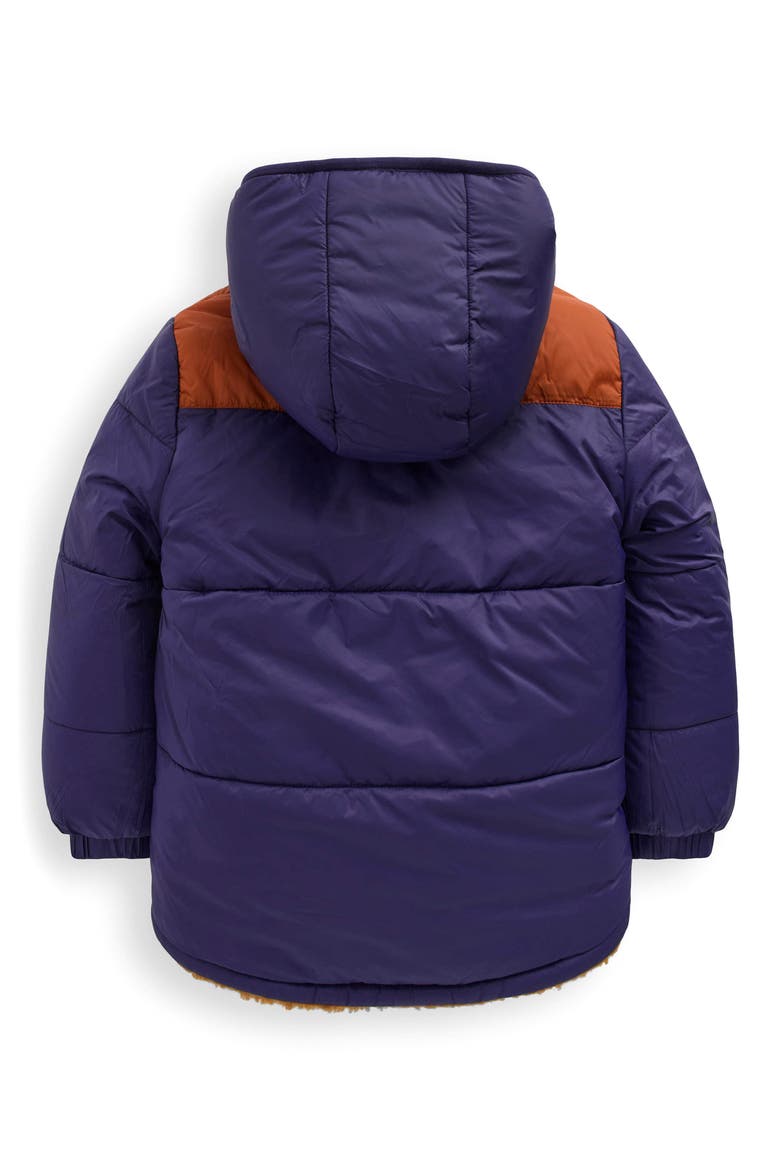 Kids' Reversible Fleece Hooded Jacket, Alternate, color, BROWN/ COLLEGE NAVY