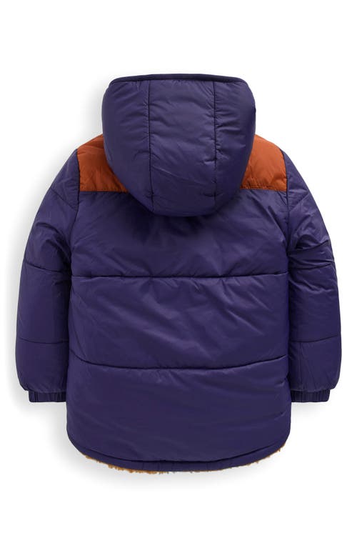 Boden Kids' Reversible Fleece Hooded Jacket In Blue