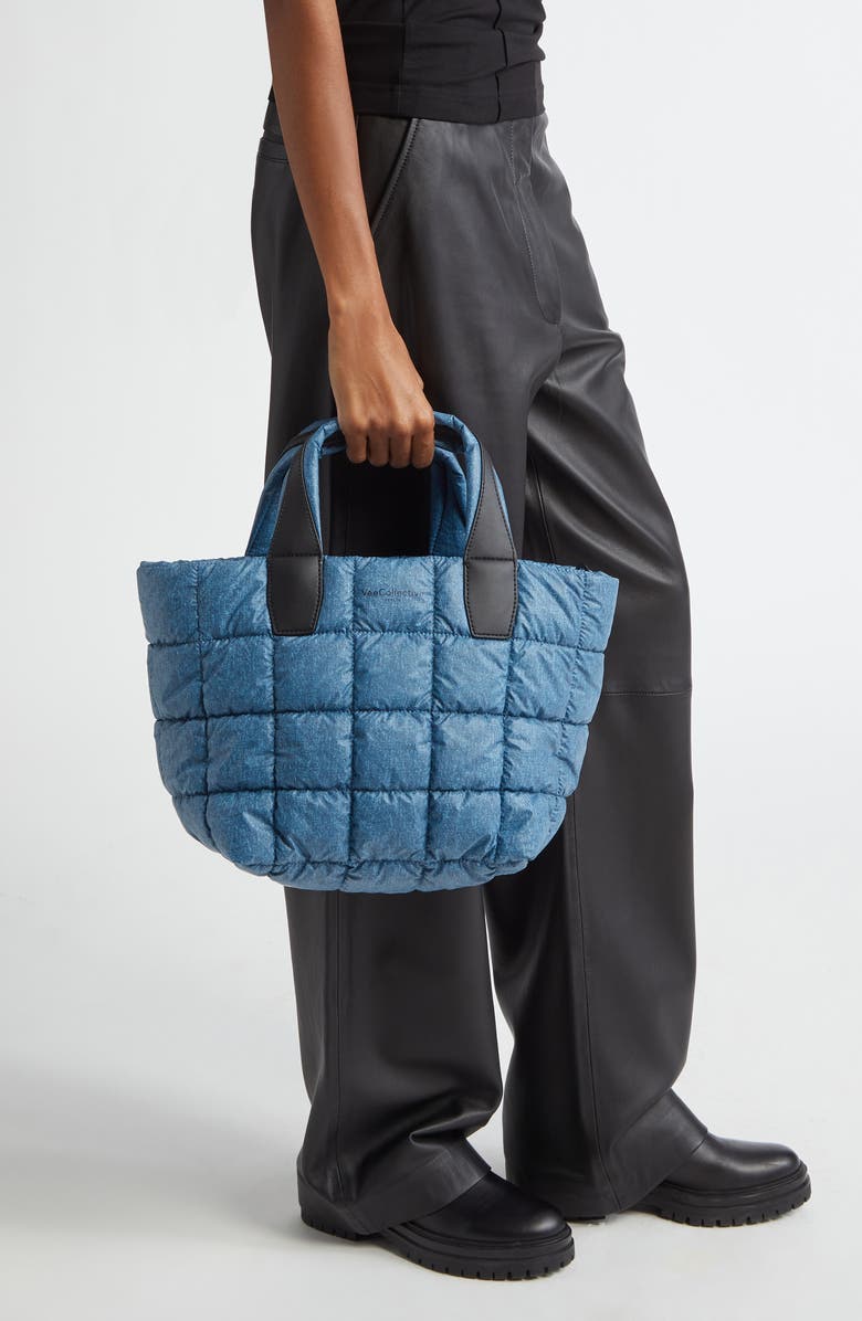 VeeCollective Small Porter Water Repellent Quilted Tote, Alternate, color, Denim