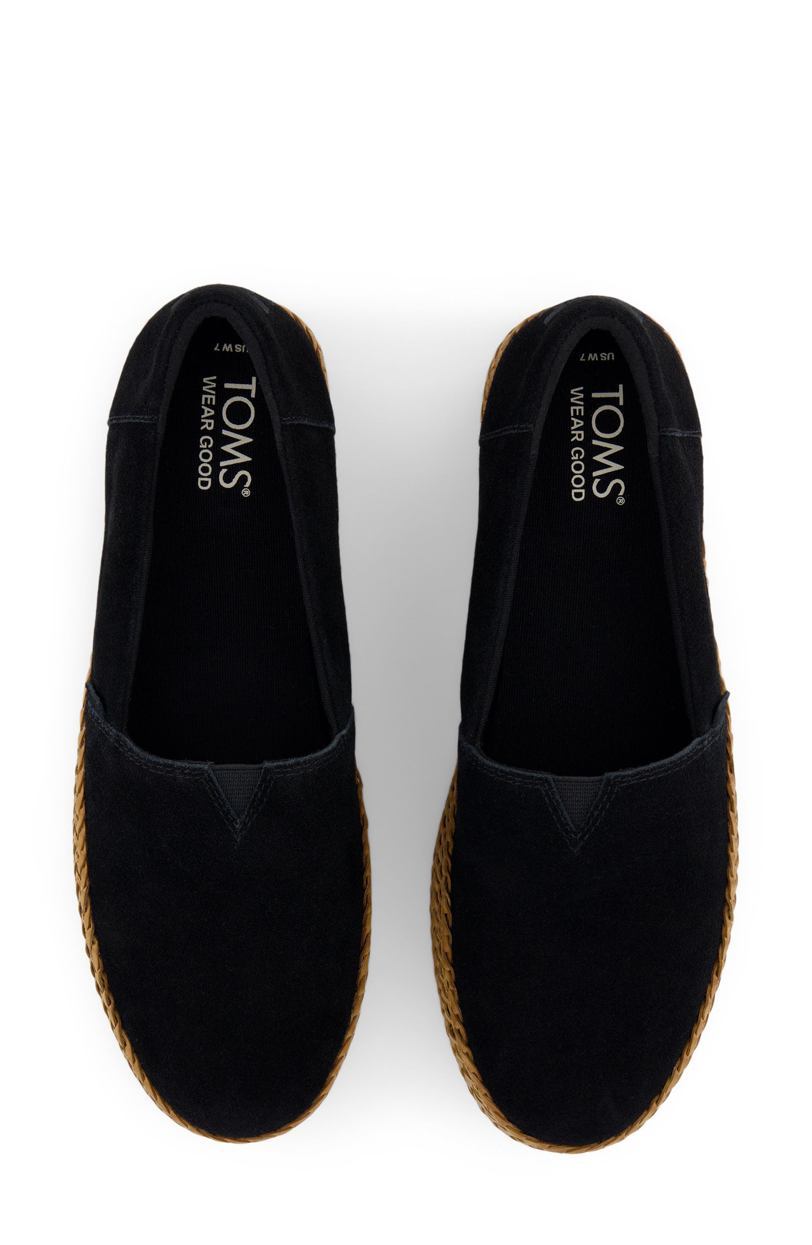 TOMS Valencia Platform Espadrille, Alternate, color, Black