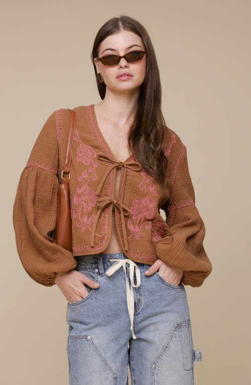 Avec Les Filles Embroidered Blouson Sleeve Jacket