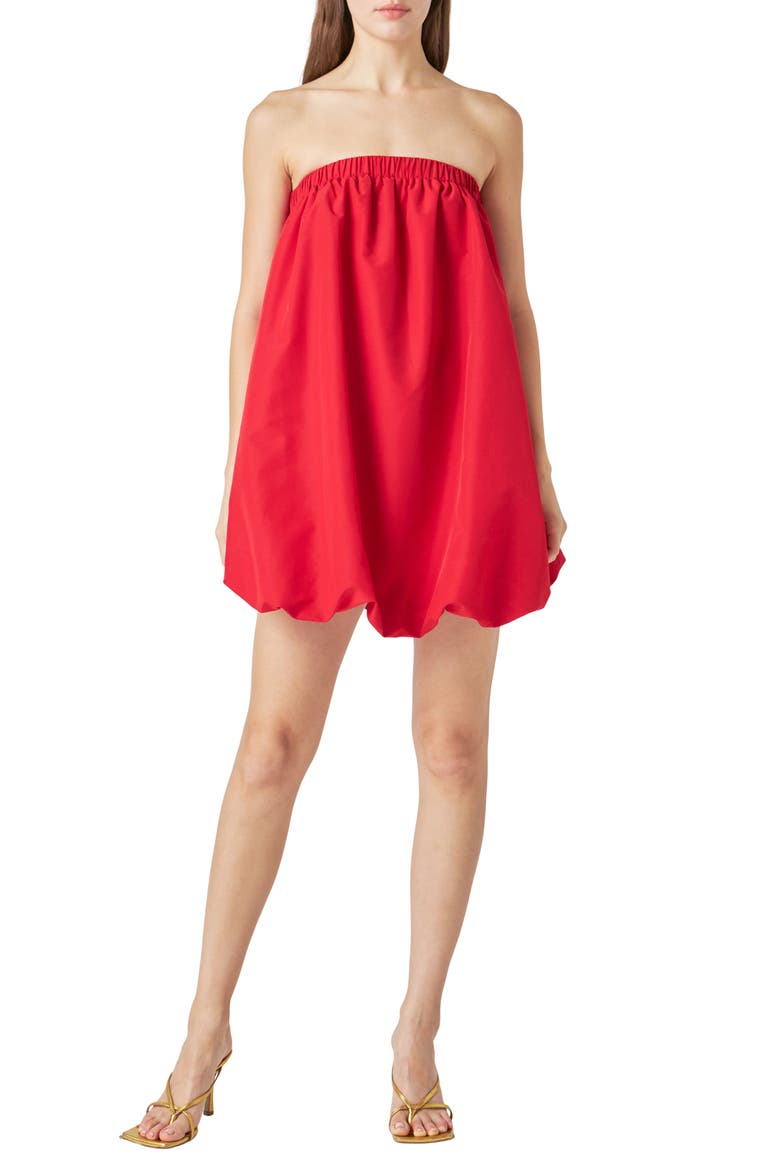Strapless Bubble Minidress, Main, color, RED