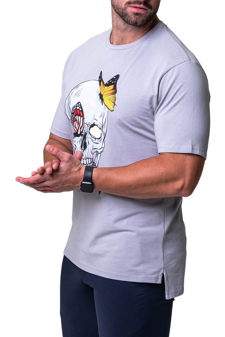 Butterfly Skull Graphic T-Shirt, Alternate, color, GREY