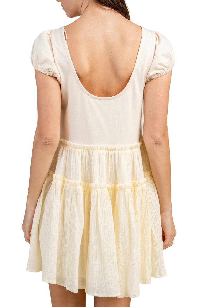Mixed Media Drop Waist Minidress, Alternate, color, BEIGE
