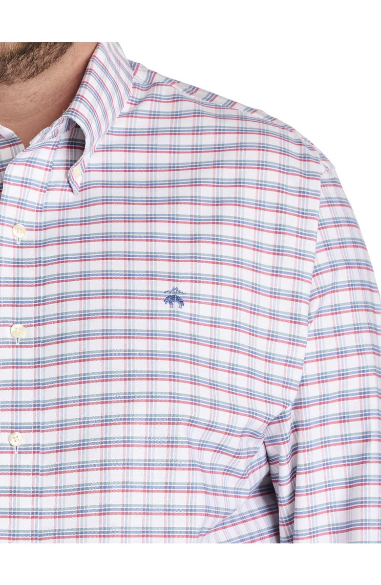 Brooks Brothers Big & Tall Non-Iron Check Sport Shirt, Alternate, color, Grphchck Ivry Rd Grn
