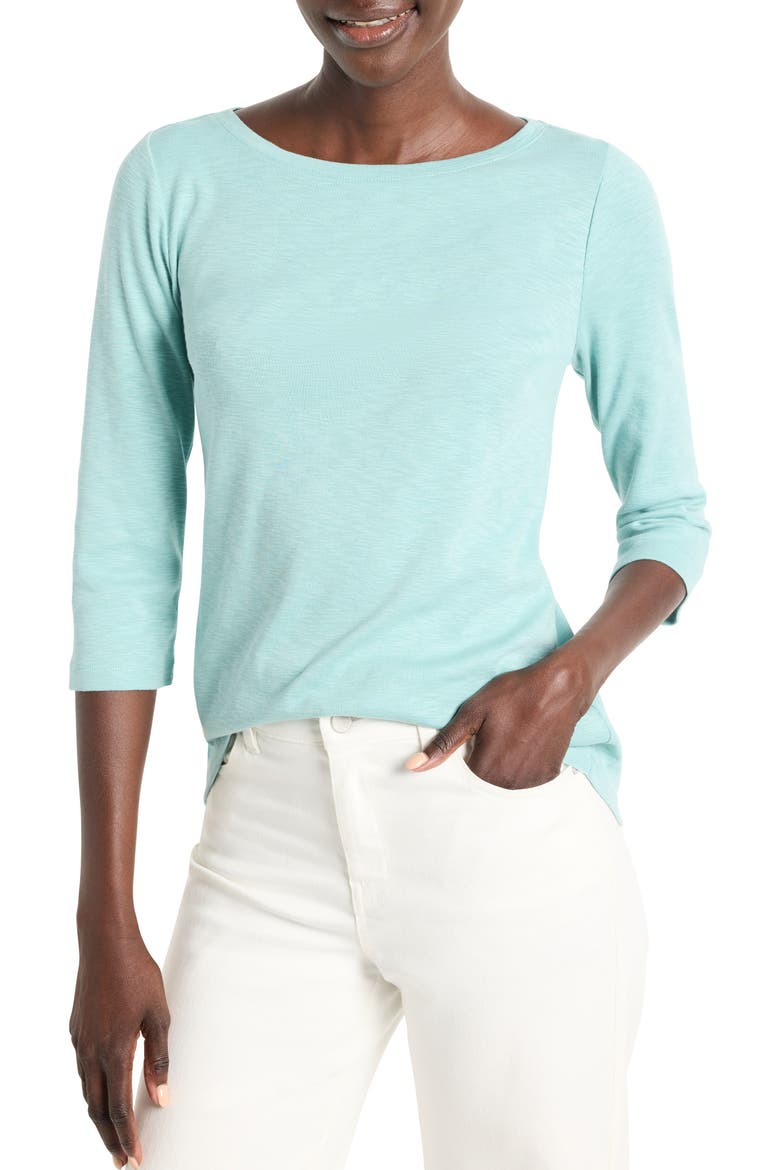 Boat Neck T-Shirt, Main, color, BRIGHT AQUIFER