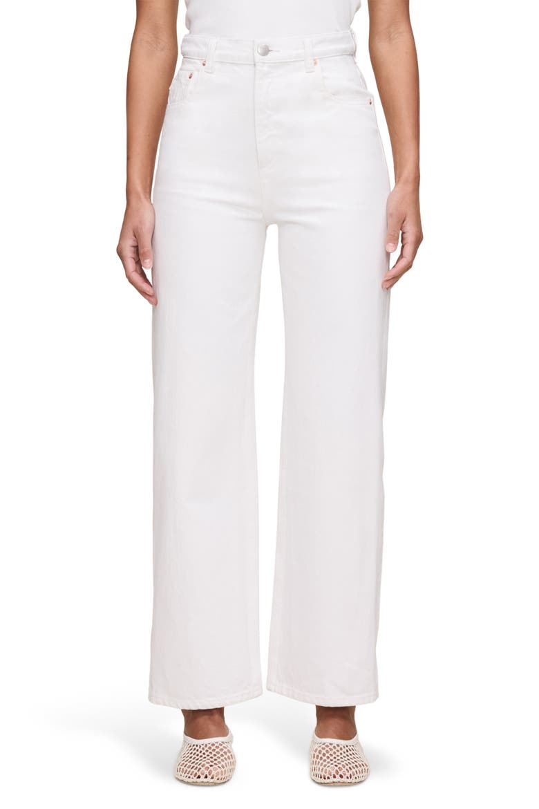 Karmine Refined High Waist Ankle Wide Leg Jeans, Main, color, WHITE