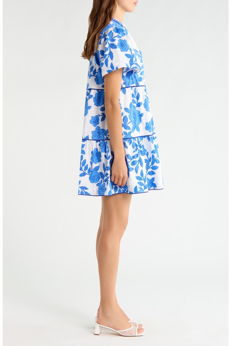 Candace Floral Tiered Cotton Minidress, Alternate, color, WHITE-BLUE-MULTI