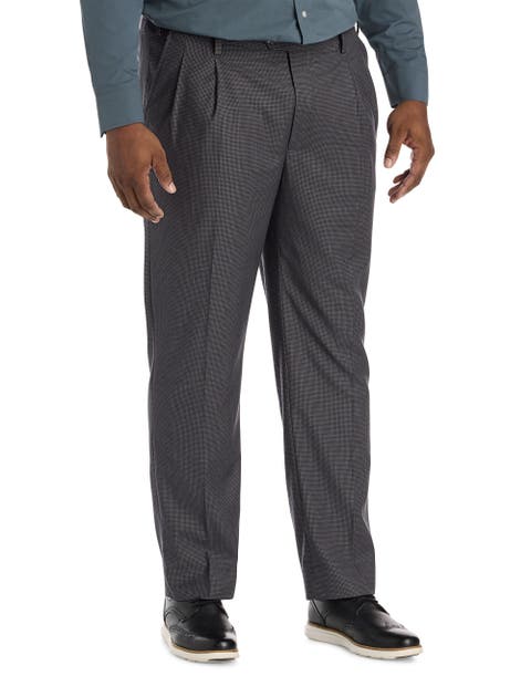 Big & Tall Micro Check Pleated Dress Pants