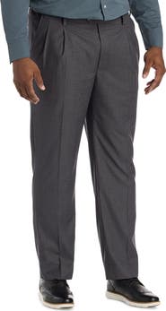 Oak Hill by DXL Big & Tall Micro Check Pleated Dress Pants