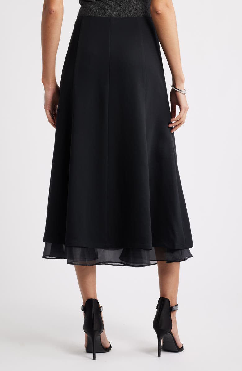 Nordstrom Seamed Layered Midi Skirt, Alternate, color, Black