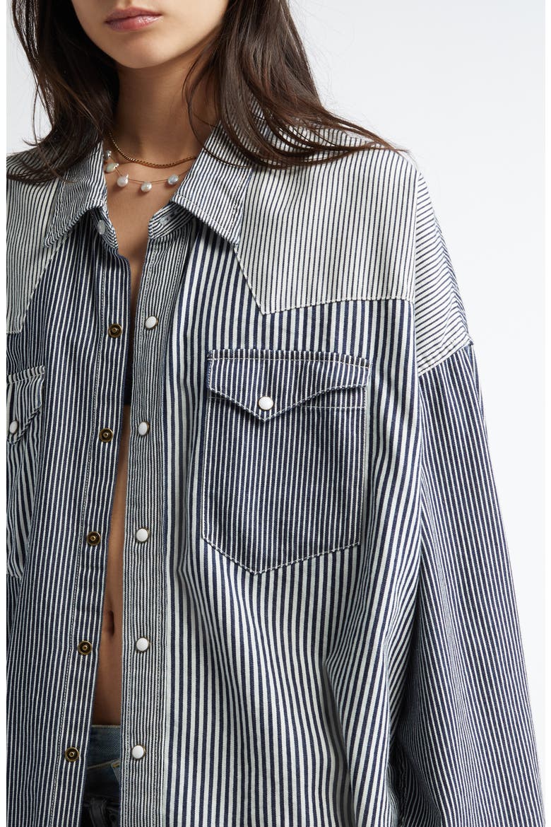Oversize Stripe Cowboy Shirt, Alternate, color, MULTI STRIPE RAILROAD
