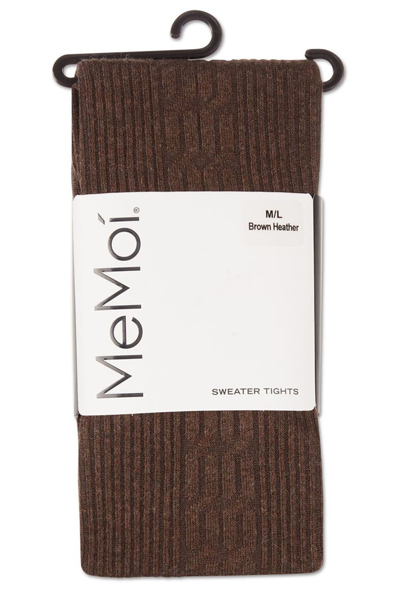 Cable Stitch Sweater Tights, Alternate, color, BROWN HEATHER