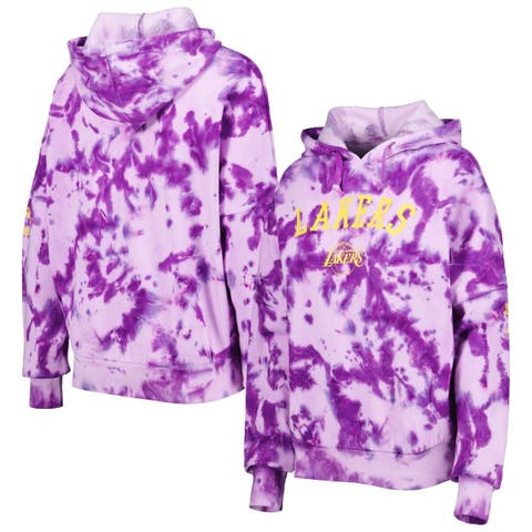 Women's New Era Purple Los Angeles Lakers Brushed Cotton Tie-Dye Pullover Hoodie