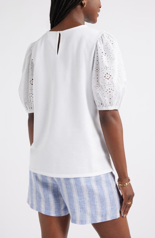Caslonr Caslon(r) Eyelet Embroidered Puff Sleeve Top