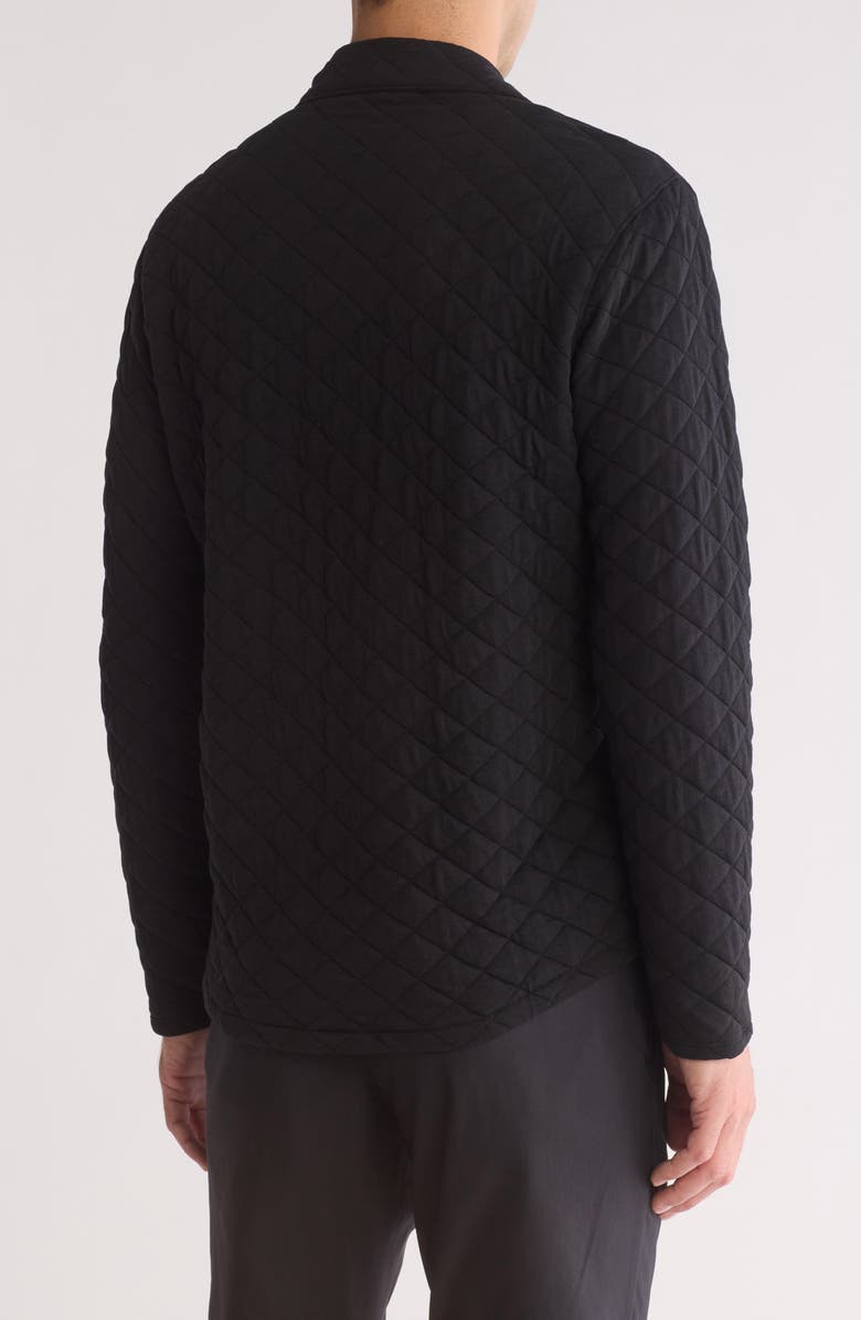 Perry Ellis Diamond Quilted Shirt Jacket, Alternate, color, Black