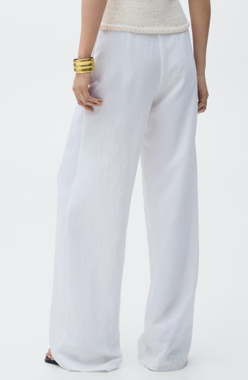 Mango Tie Belt Wide Leg Pants In White