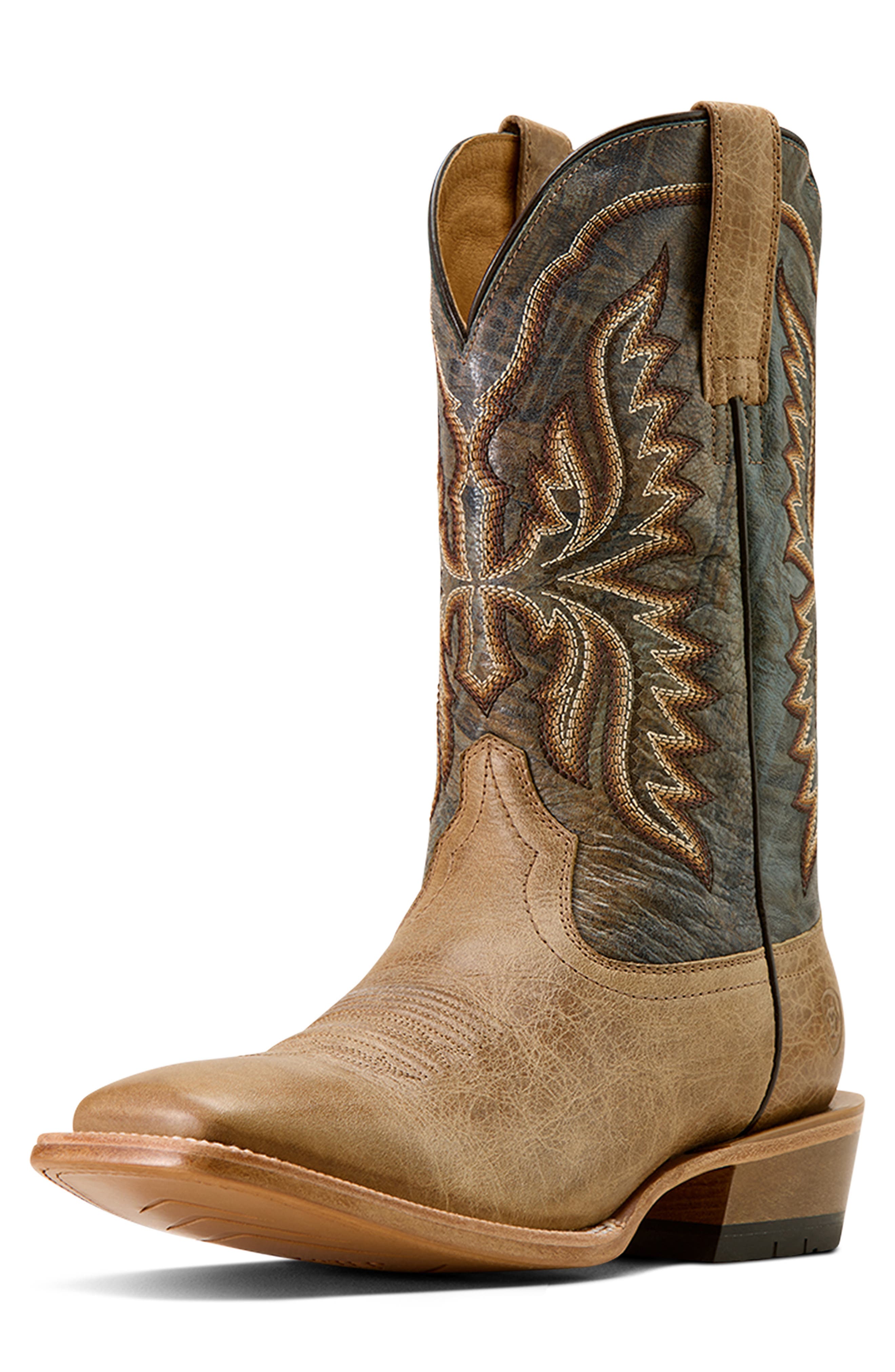 Ariat Preston Wide Square Toe Cowboy Boot, Alternate, color, Light Brown