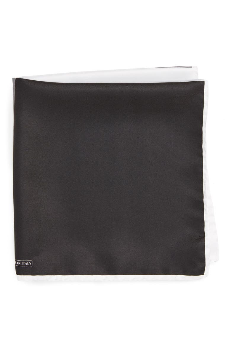 Silk Pocket Square, Main, color, BLACK