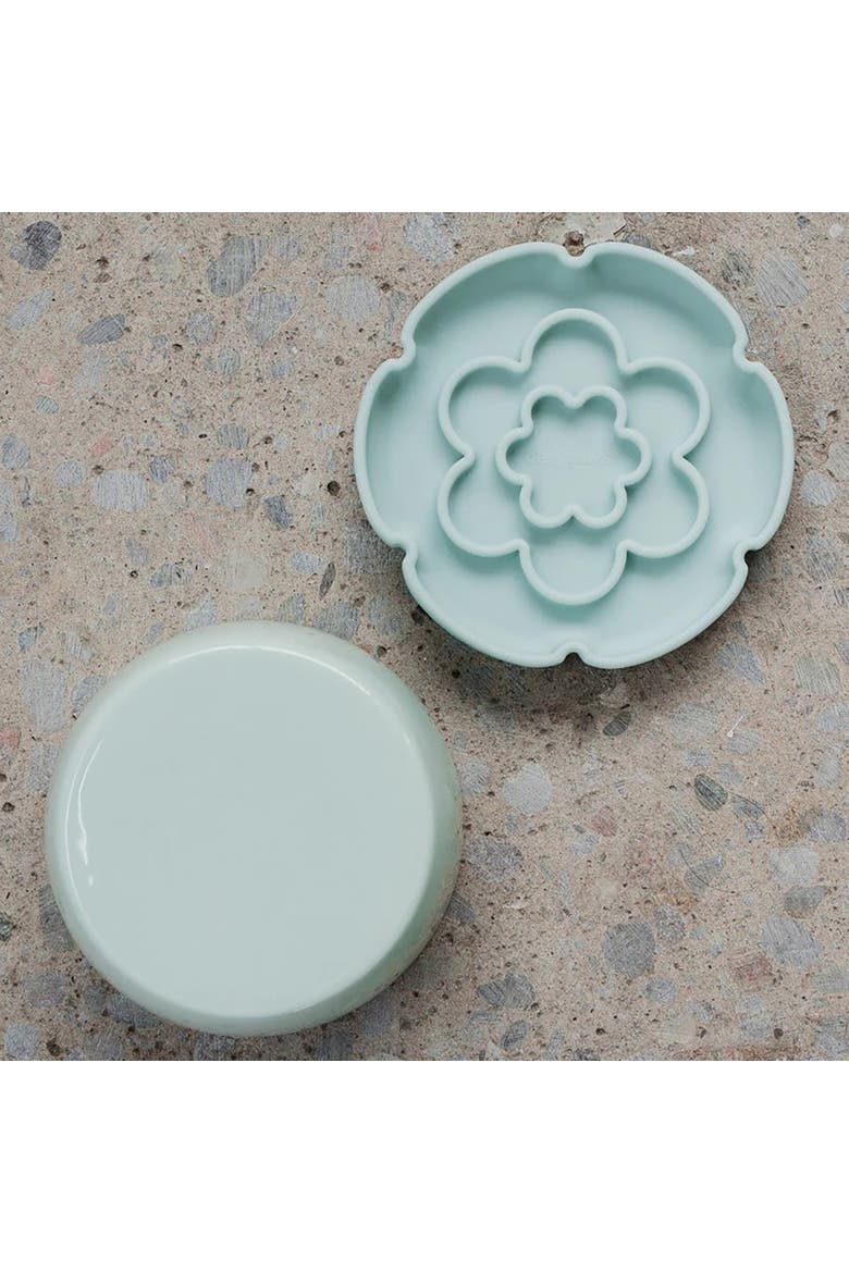 Flower Elevated Slow Feeder, Sage Green, Silicone Cat Dish, Alternate, color, Green