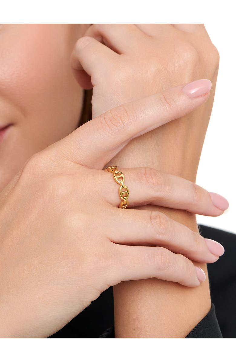 DEVATA Mariner Anchor Ring in Gold Plated Sterling Silver, Alternate, color, Yellow Gold