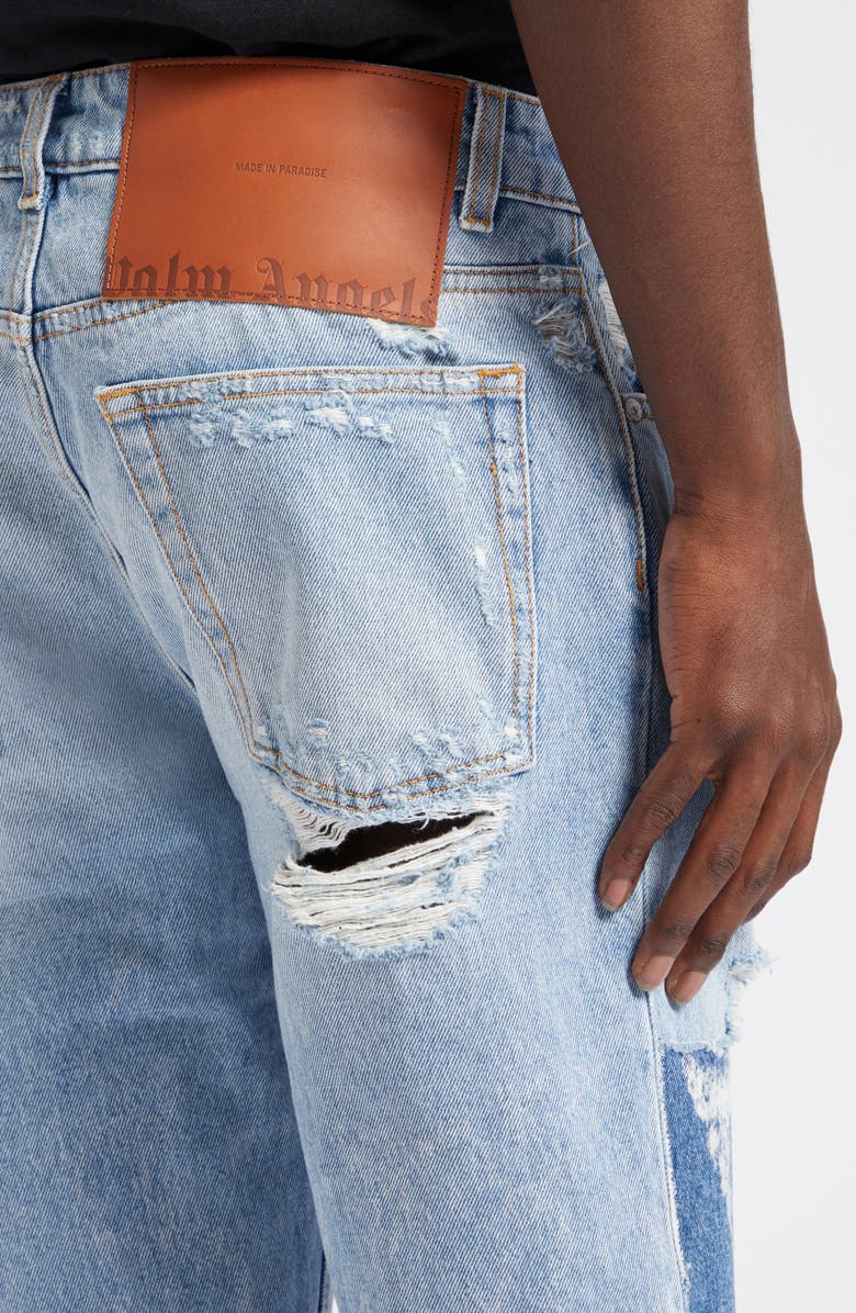 Palm Angels Destroyed Rip & Repair Jeans, Alternate, color, 
