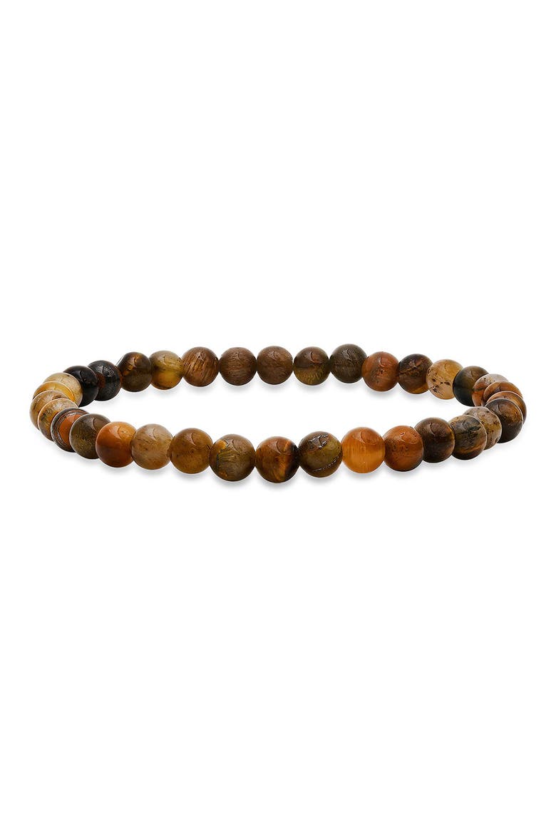 Tiger's Eye Beaded Stretch Bracelet, Main, color, BROWN