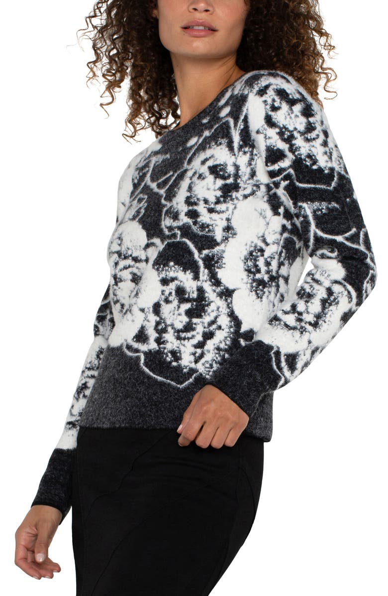 Liverpool Los Angeles Fuzzy Floral Sweater, Alternate, color, 