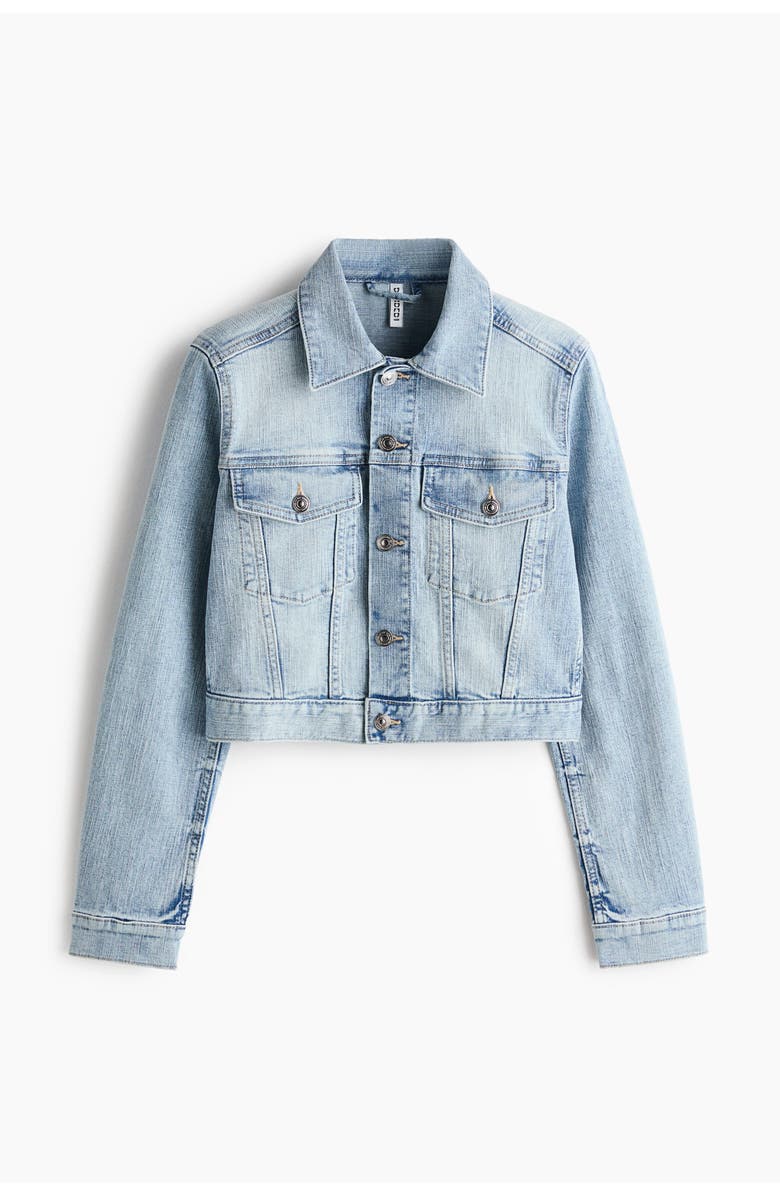 H&M Short Denim Jacket, Main, color, Light Denim Blue
