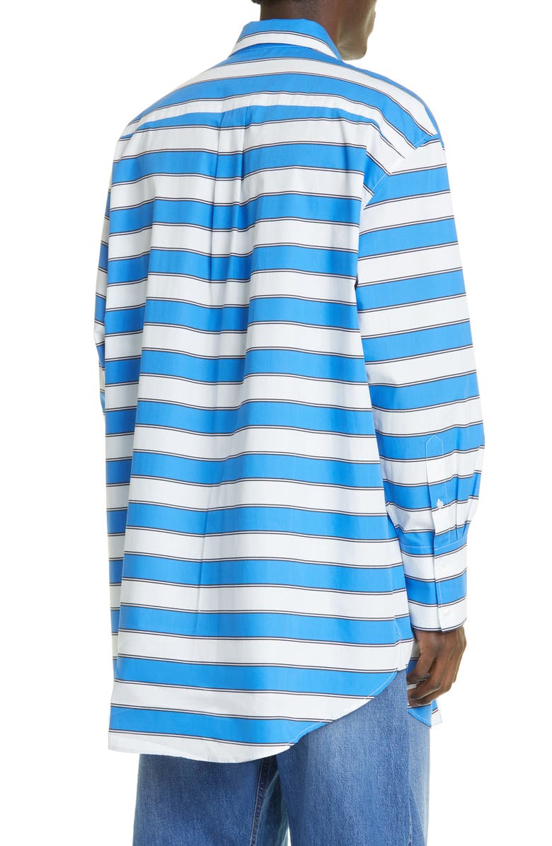 JW Anderson Stripe Boy with Apple Graphic Oversize Cotton Shirt, Alternate, color, 