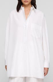 Lafayette 148 New York Oversize Cotton Poplin Convertible Wrap Blouse