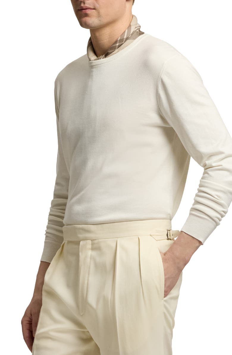 Ralph Lauren Purple Label Cotton Crewneck Sweater, Alternate, color, Classic Cream