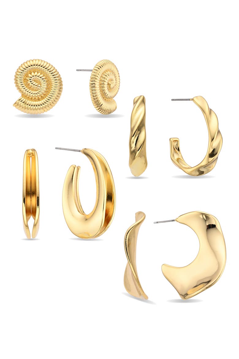 Mirabelle Set of 4 Earrings, Main, color, GOLD