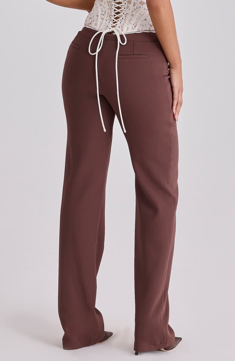 HOUSE OF CB Chiara Straight Leg Crepe Trousers, Alternate, color, Brown