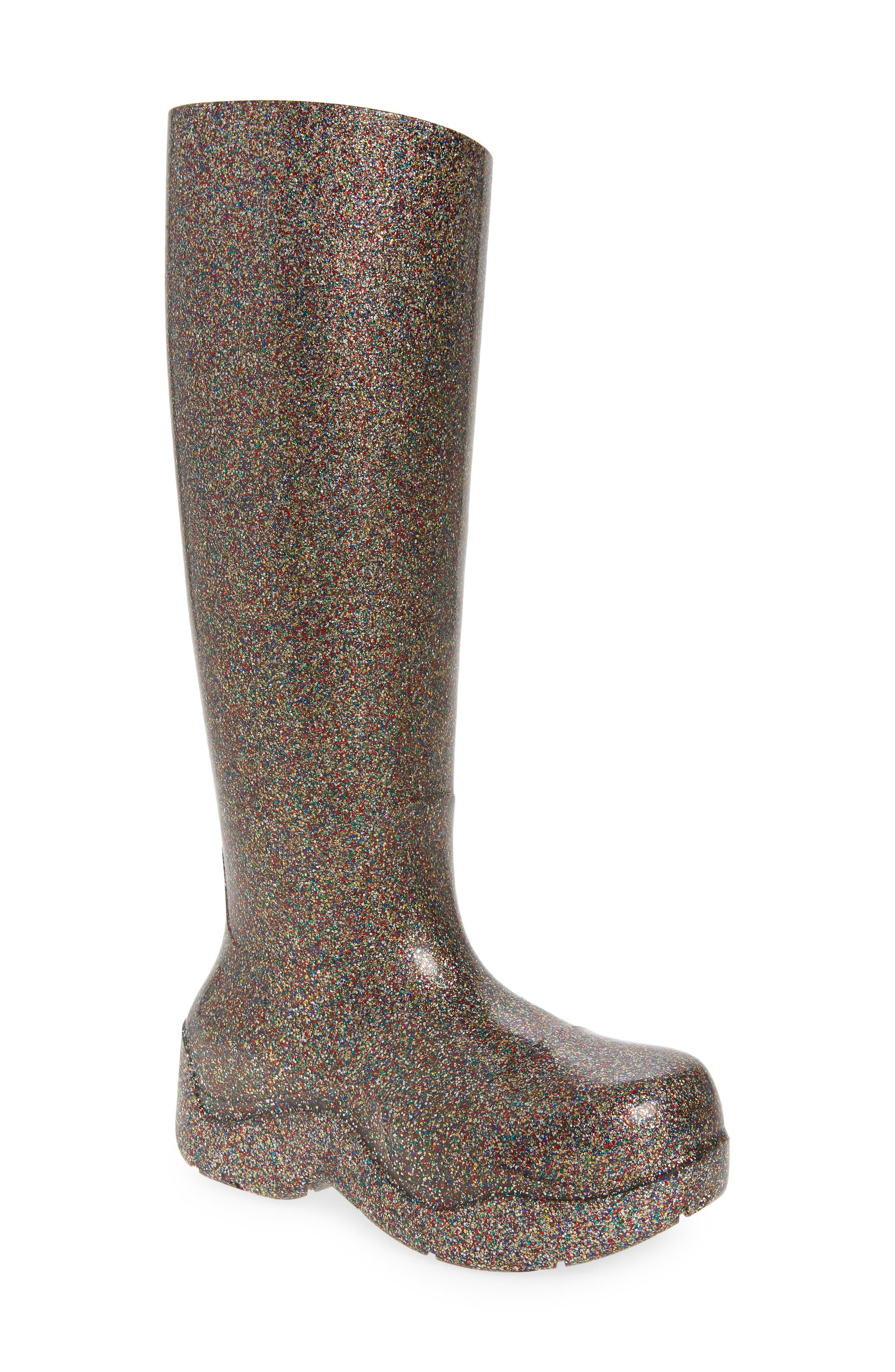 Bottega Veneta Puddle Glitter Waterproof Tall Rain Boot, Main, color, 