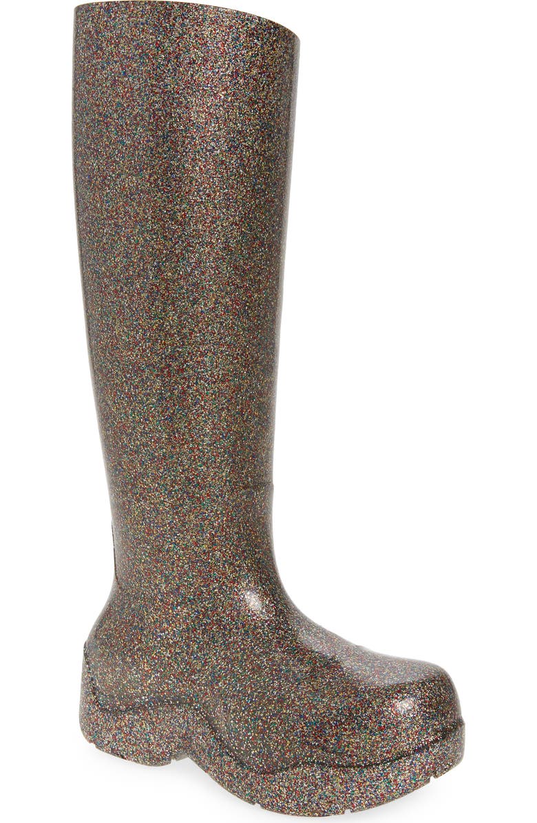 Bottega Veneta Puddle Glitter Waterproof Tall Rain Boot, Main, color,