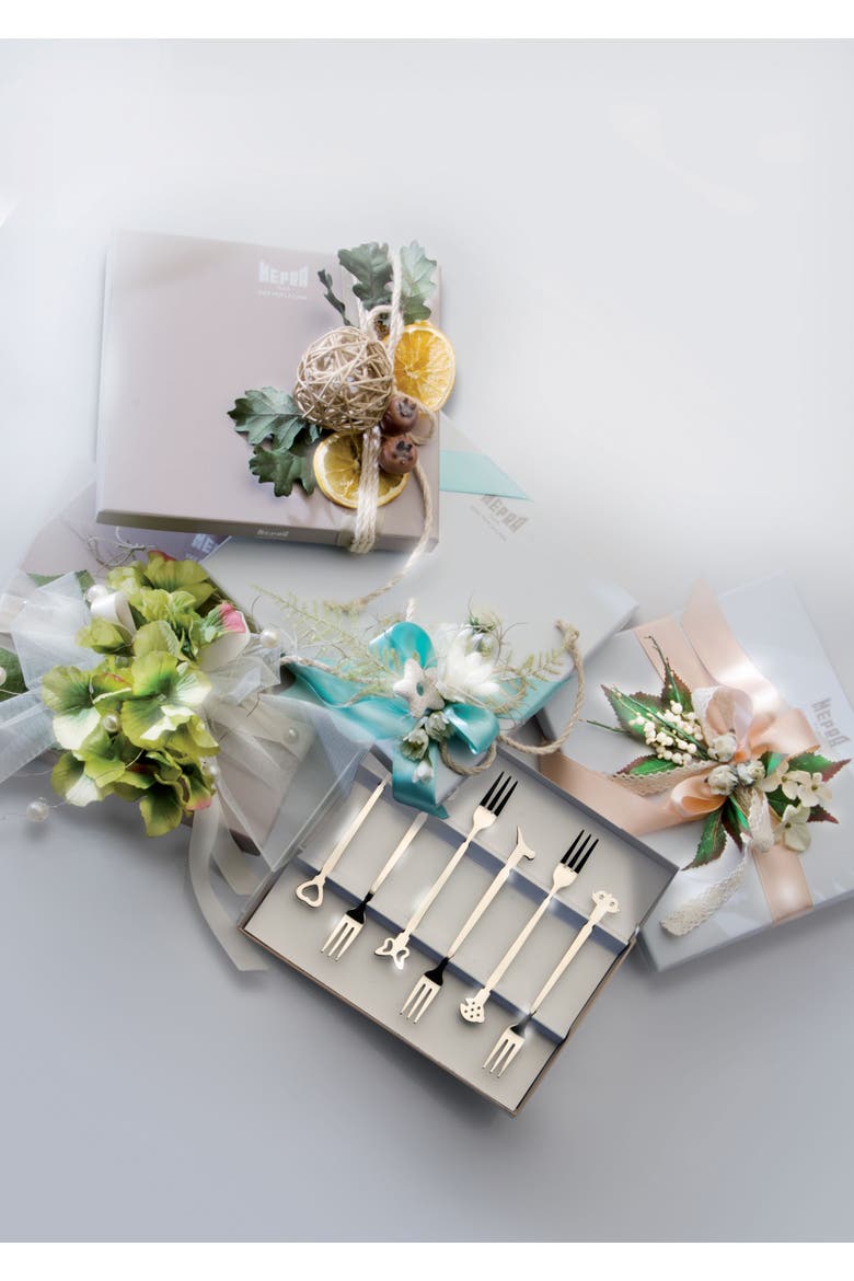 Evento Mini Fork Set - 6 Pieces, Alternate, color, Silver