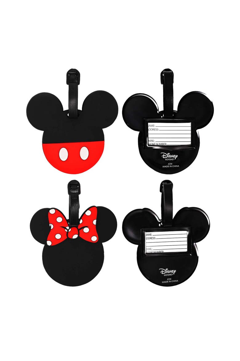Cute Luggage Tags, Set of 4, Alternate, color, Black, red