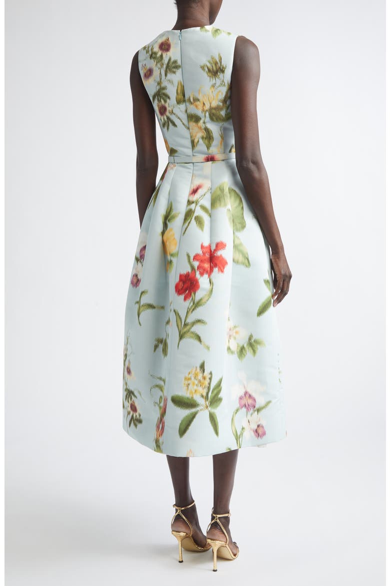 Chiné Dominican Floral Faille Midi Dress, Alternate, color, SALTWATER MULTI