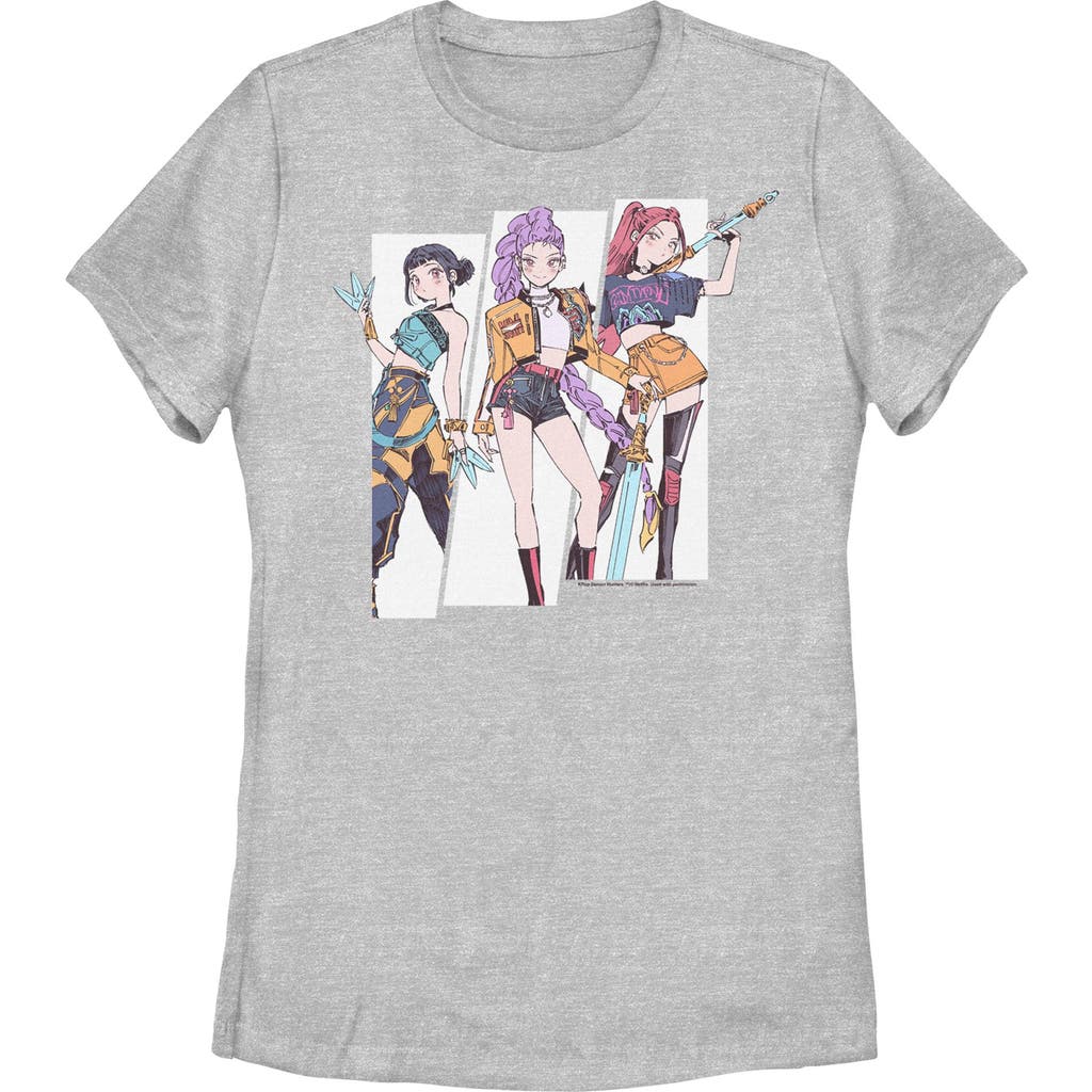 Kpop Demon Hunters Huntrix Manhwa Style Graphic T-shirt In Gray
