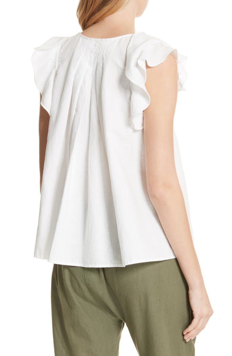 THE GREAT. The Tulip Linen & Cotton Top, Alternate, color,