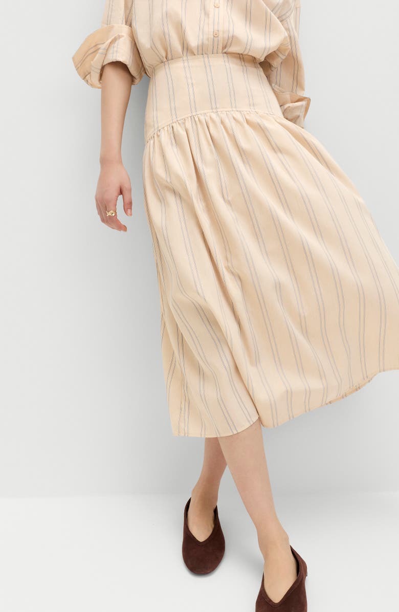 M&S Stripe Midi Skirt, Alternate, color, Natural Multi