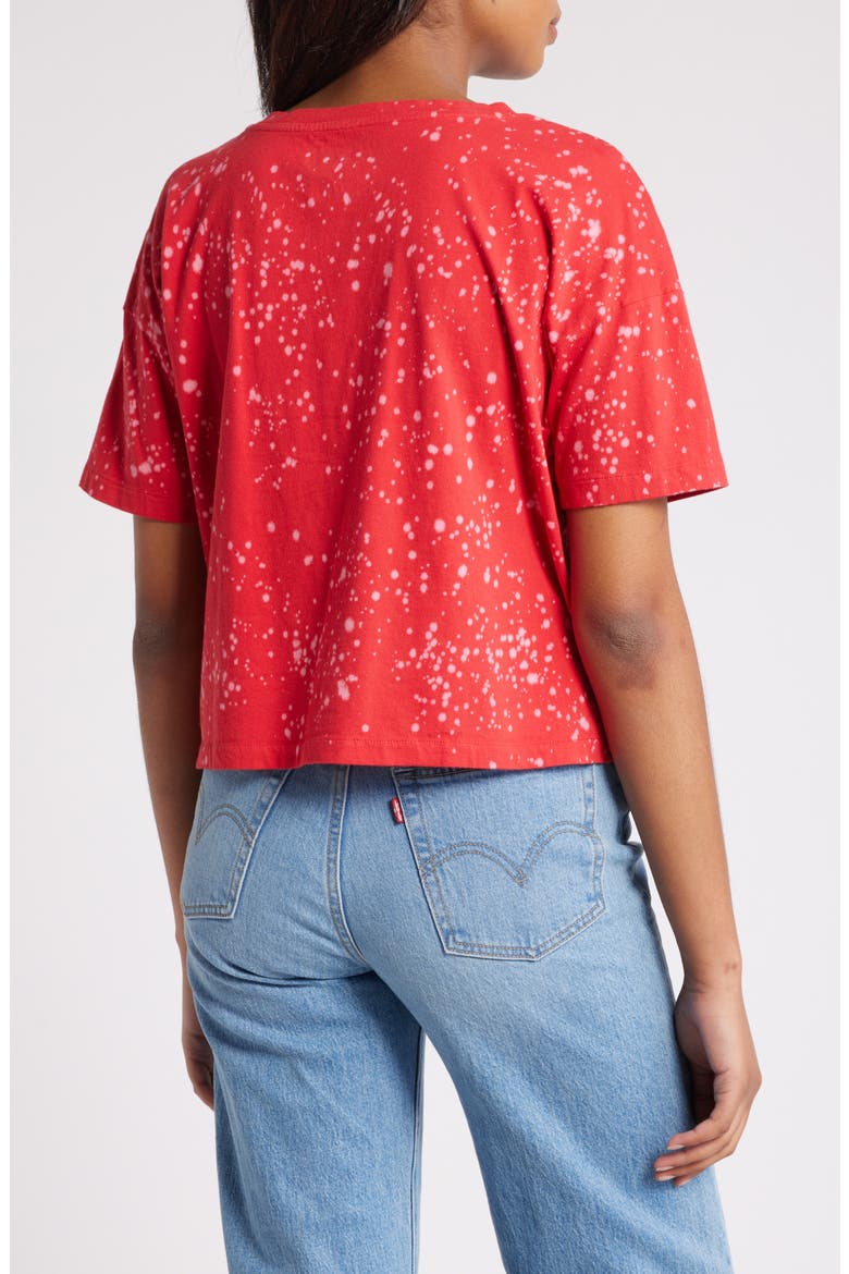 Women's WEAR by Erin Andrews Cardinal USC Trojans Bleach Wash Splatter Cropped Notch Neck T-Shirt, Alternate, color, Cardinal